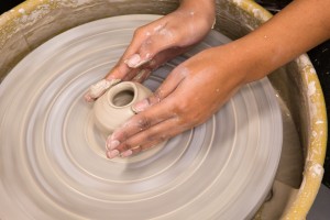 Student making ceramics.