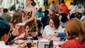 Students enjoy Late Night Breakfast during Spirit Week.