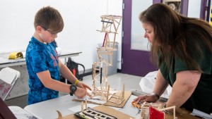 YAW students working on a sculpture.