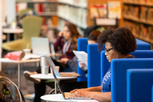 Student studying in the library