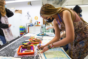 SADI 2021 student working on their screen printing projects