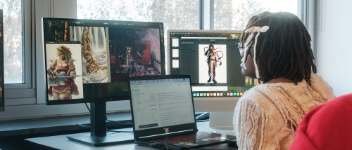 Student working on a 3D Character design