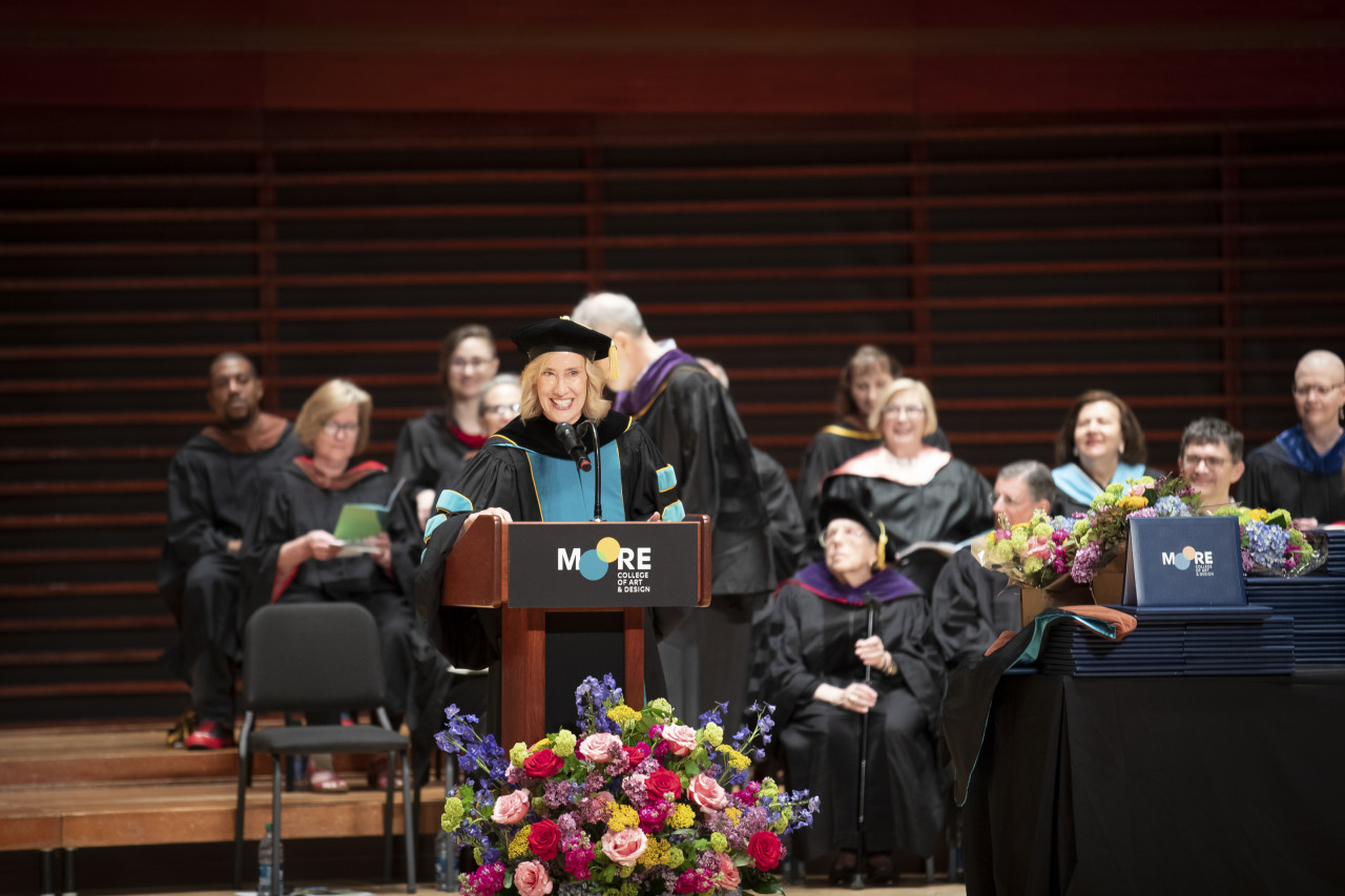 Cathy Young speaking at Commencement