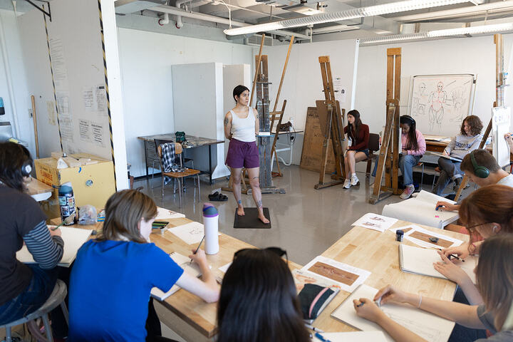 Young artists creating work during a Moore College of Art & Design youth program